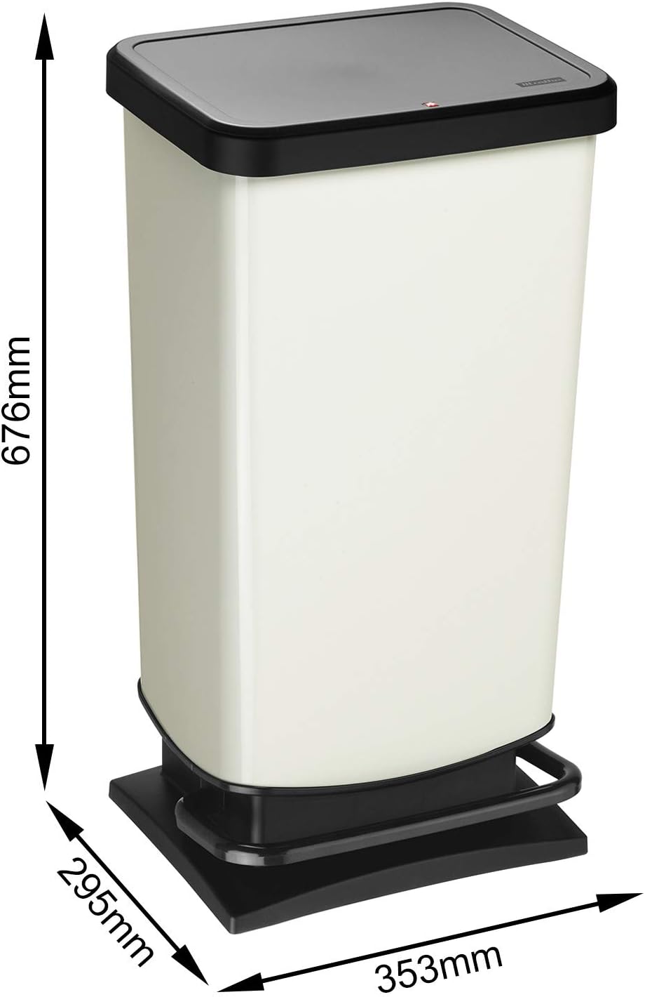 Rotho Paso Mülleimer 40 Liter mit Pedal und Deckel, Kunststoff (PP) BPA-frei, weiss metallic, 40l (3