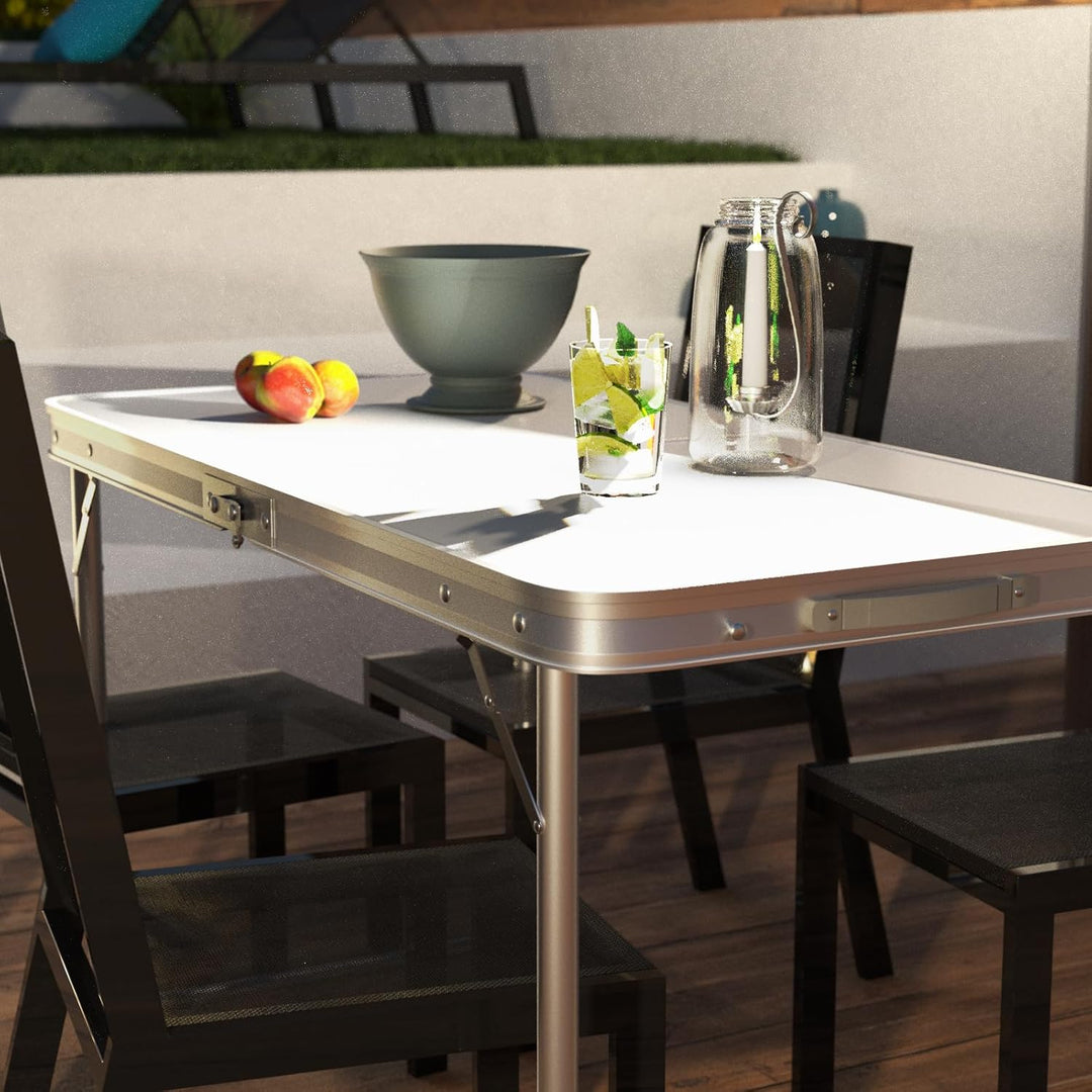 Aluminium-Klapptisch, tragbar, faltbar, Picknicktisch, Campingtisch, 3-fach höhenverstellbar, leicht
