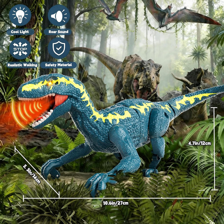 Fernsteuerungs-Dinosaurier für Kinder ab 3, 2,4 GHz RC-Dino mit 3D-Augen & 3 Geräuschen, interaktive