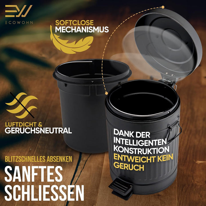 Mülleimer fürs Bad, Kosmetikeimer [Softclose, 5 Liter in Landhausstil] Kleiner Badmülleimer | Abfall