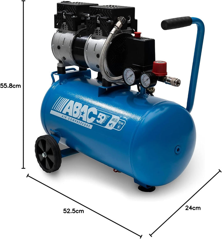 ABAC Geräuscharmer Luftkompressor EASE-AIR 24, Ölfreier Luftkompressor, Maximaler Druck 8 Bar, Leist