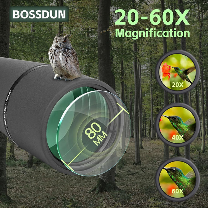 Spektiv mit Stativ,Ferngläser,20-60x80mm Spektive für Zielschiessen, Jagd, Vogelbeobachtung 2050, 20