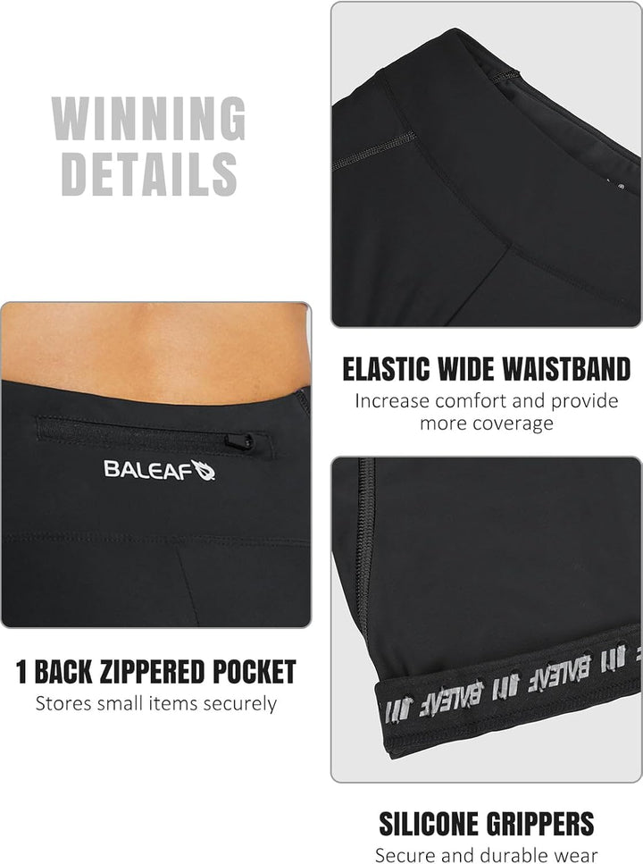 BALEAF Damen 3/4 Radlerhose Kurz Radhose Atmungsaktiv Fahrradhose Gepostert S 1-schwarz, S 1-schwarz