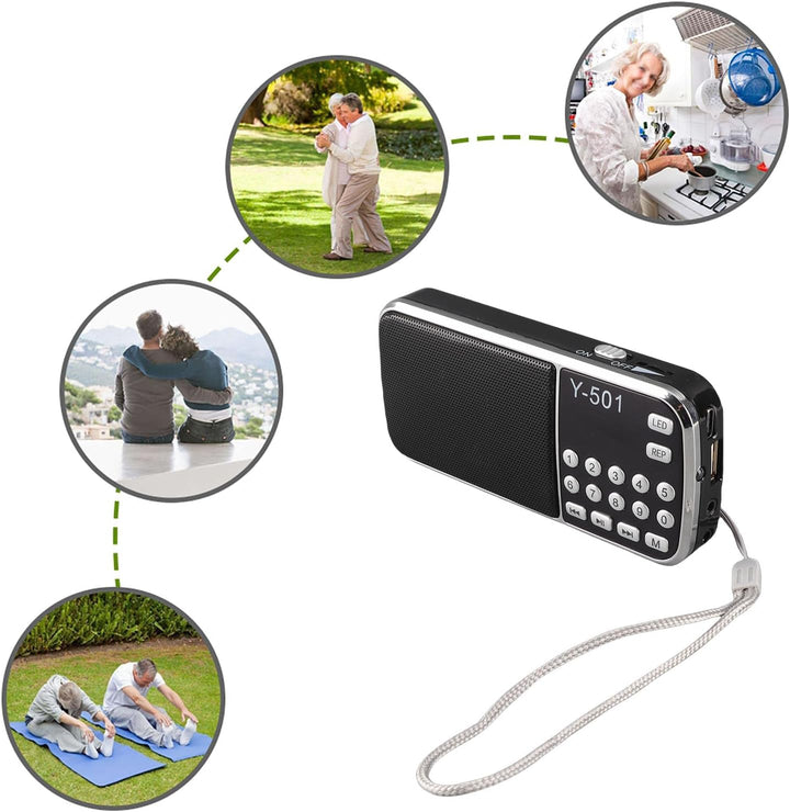 VBESTLIFE -Radio mit LED-Taschenlampe-Funktion, MP3-U-Scheibe des Musik-Spieler-FM TF