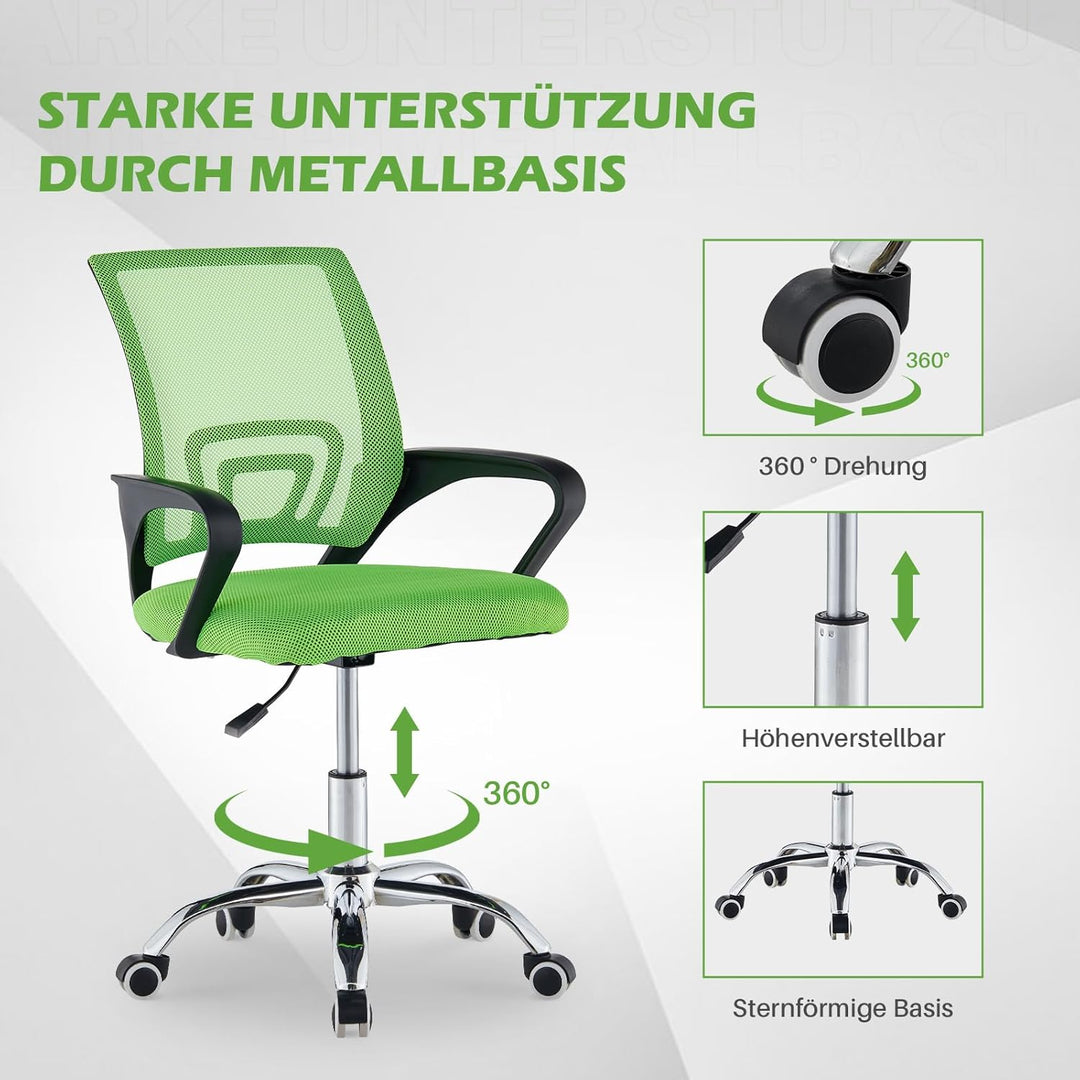 TUKAILAI Bürostuhl Ergonomisch, Schreibtischstuhl aus Netzstoff, Chefsessel mit Lendenwirbelstütze,