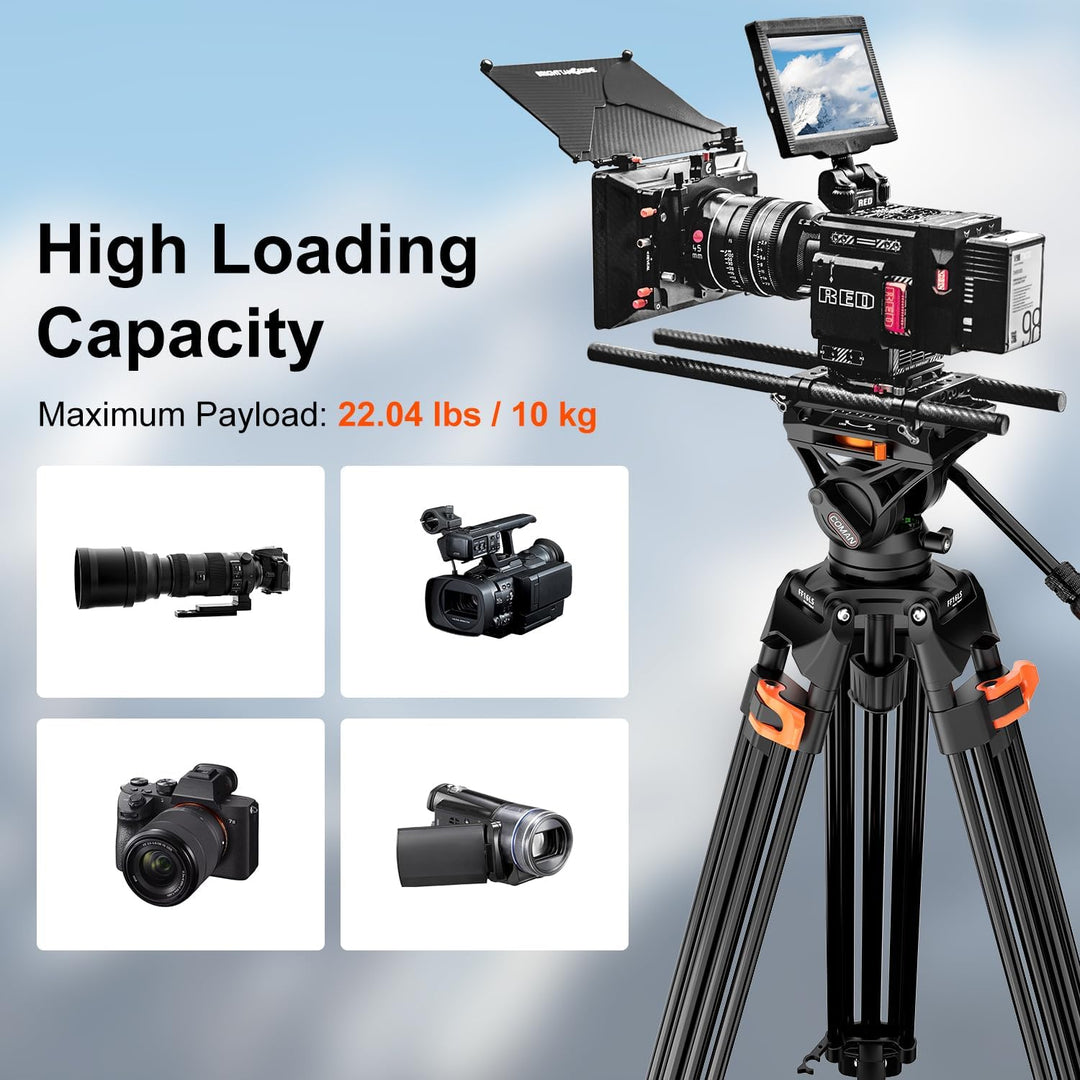 COMAN 186CM Stativ Kamera - Aluminium Mit Camera Tripod 360° Flexibles Schwenken & +90°/-70° Neigen,