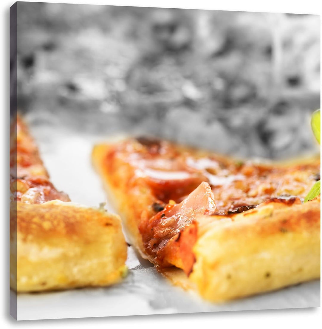 Pixxprint Frischgebackene Pizza als Leinwandbild/Grösse: 70x70 cm/Wandbild/Kunstdruck/fertig bespann