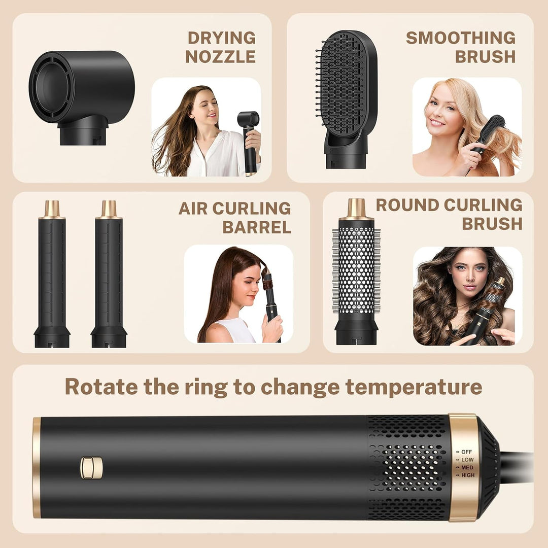 Hair Styler Set 5 in 1 Air Curler Lockenstab Negative Ionen Pflege Haarstyler Warmluftbürste mit Run