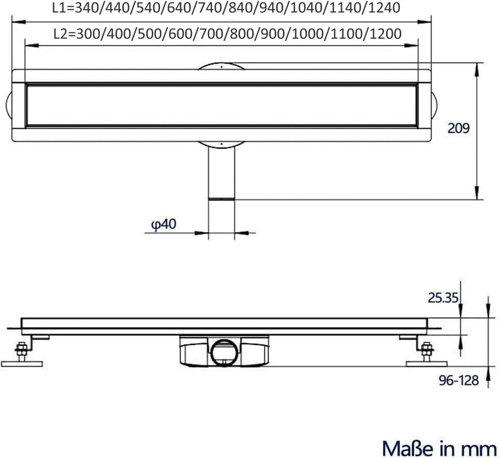 Duschrinne 110 cm Befliesbar 360 Grad Edelstahl komplettset Duschablauf Extra Flach Siphon mit Geruc