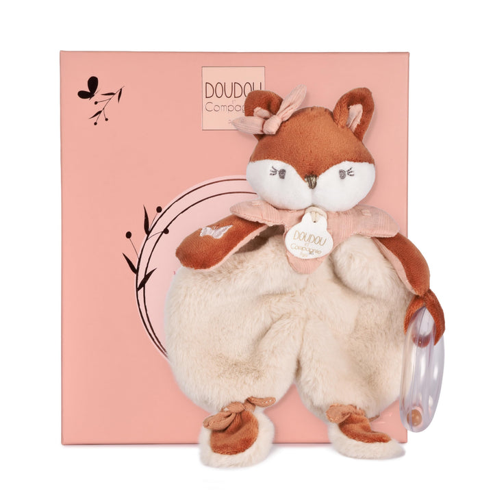 Doudou et Compagnie Kuscheltier Rassel Mina Fuchs – 18 cm – Plüschtier Baby mit integrierter Glöckch