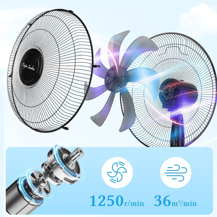 Taylor Swoden Standventilator Leise, 7 Flügel, 3 Geschwindigkeitsstufen, 50w Hoher Luftdurchsatz Osz