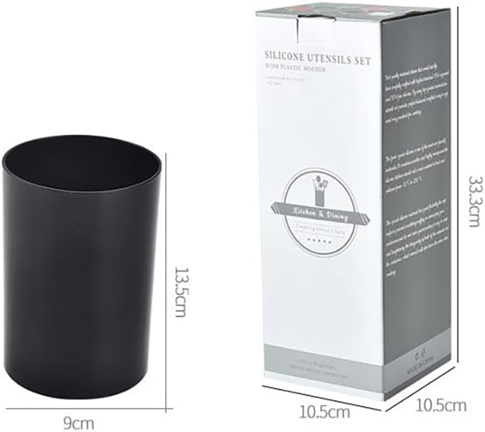 Silikon-Küchenutensilien-Set, 12-teilig, Holzgriffe, Aufbewahrungsbecher (Khaki)