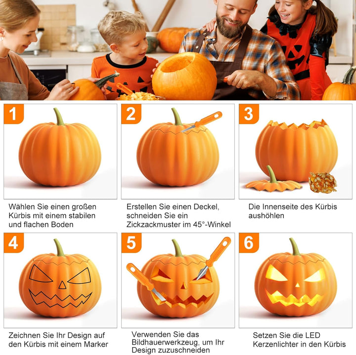 Halloween Kürbis Schnitzset, Kürbis Schnitzwerkzeug Kürbisschnitz Set,Edelstahl Kürbisschnitzset,DIY