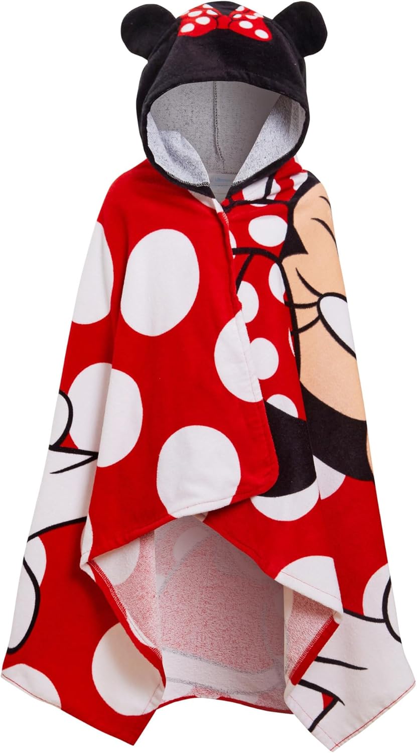Disney Minnie Mouse Kapuzenhandtuch 100% Baumwolle Mädchen Poncho Kinder Strand Badetuch Schwimmen W
