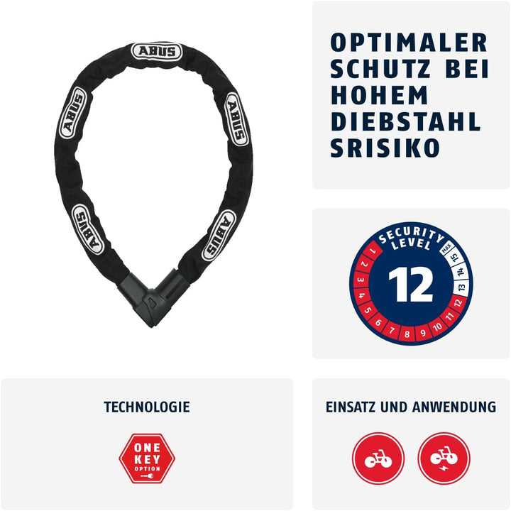 ABUS Kettenschloss CityChain 1010 – Fahrradschloss aus gehärtetem Stahl – ABUS-Sicherheitslevel 12 S