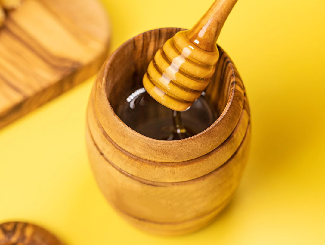 SOLTAKO Olivenholz Honigtopf/Honigbehälter Honey