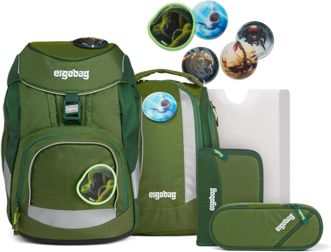 ergobag Pack Shiny-Edition - Schulrucksack Set 6tlg. Grüne Mambär - Grün