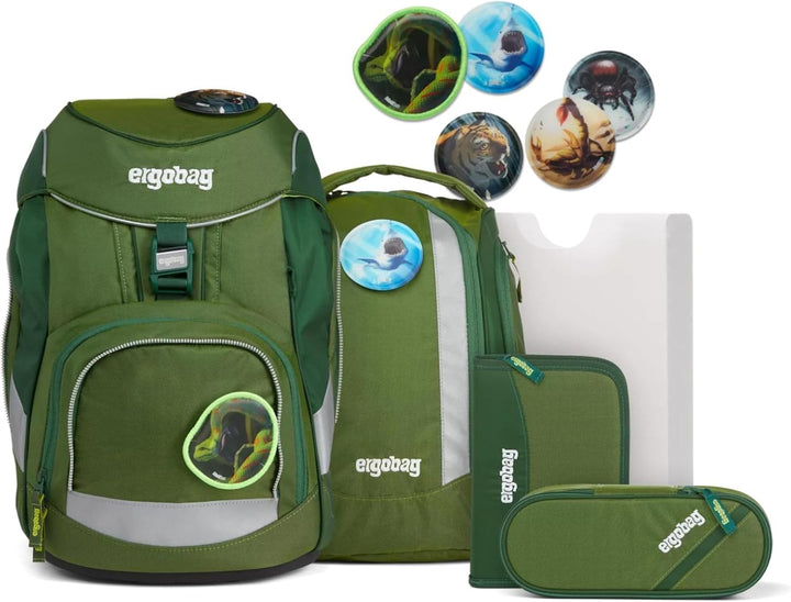 ergobag Pack Shiny-Edition - Schulrucksack Set 6tlg. Grüne Mambär - Grün