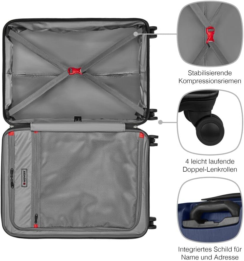 WENGER Pegasus M Hartschalenkoffer mit 4 Rollen, Trolley, M, 66 (79) l, Sicherheitsschloss, Damen He