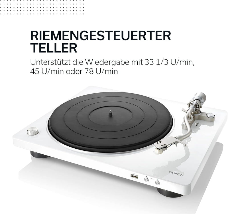 Denon DP450USBBKEM Plattenspieler (USB Aufnahme, Riemenantrieb, Tonarmlift, eingebauter Vorverstärke