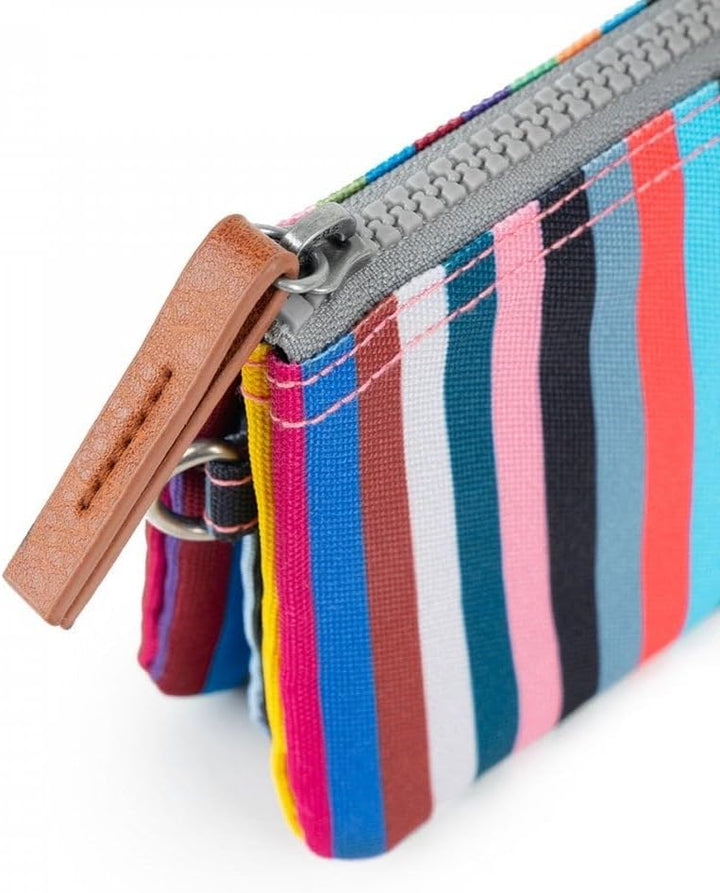 Roka London Carnaby Kleine recycelte Leinwand Multi Stripe, Bunt gestreift, S, Münzgeldbörse S Bunt