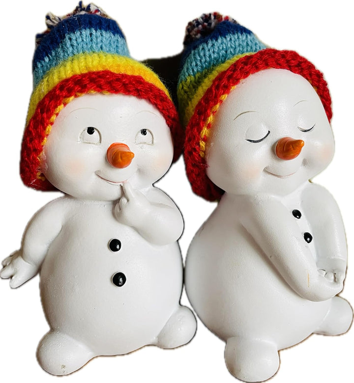khevga Weihnachtsdeko Deko-Figuren Schneemann im 4er Masse ca. 6x6x11 cm Regenbogen, Regenbogen