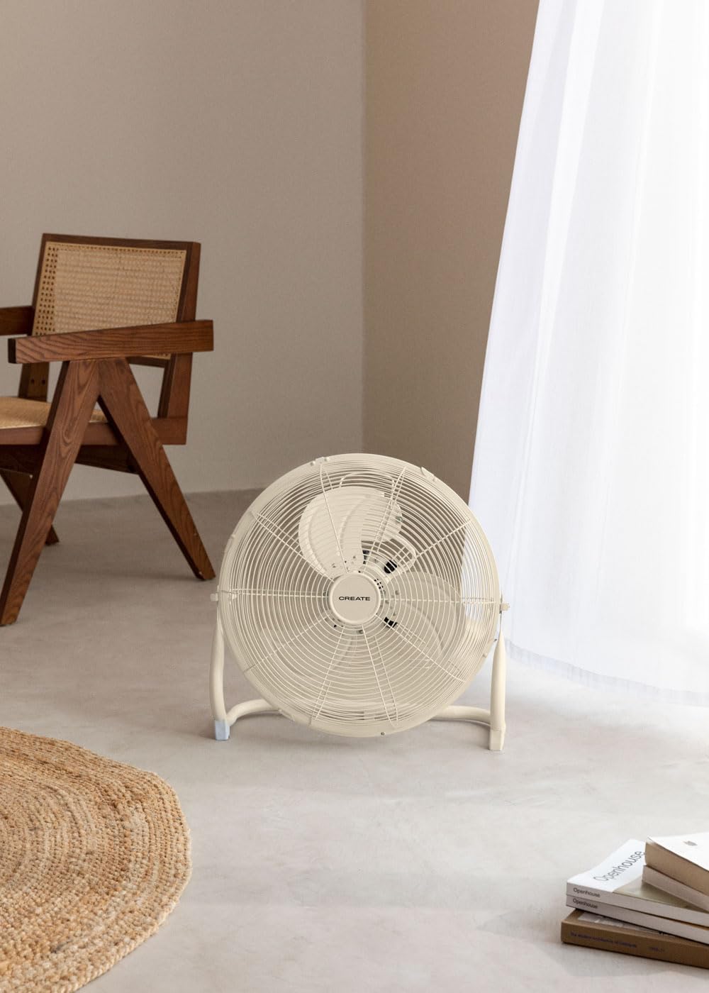 CREATE / AIR FLOOR RETRO/Industrieller Bodenventilator/Cremeweisser Ventilator, 16 Zoll, starker Luf