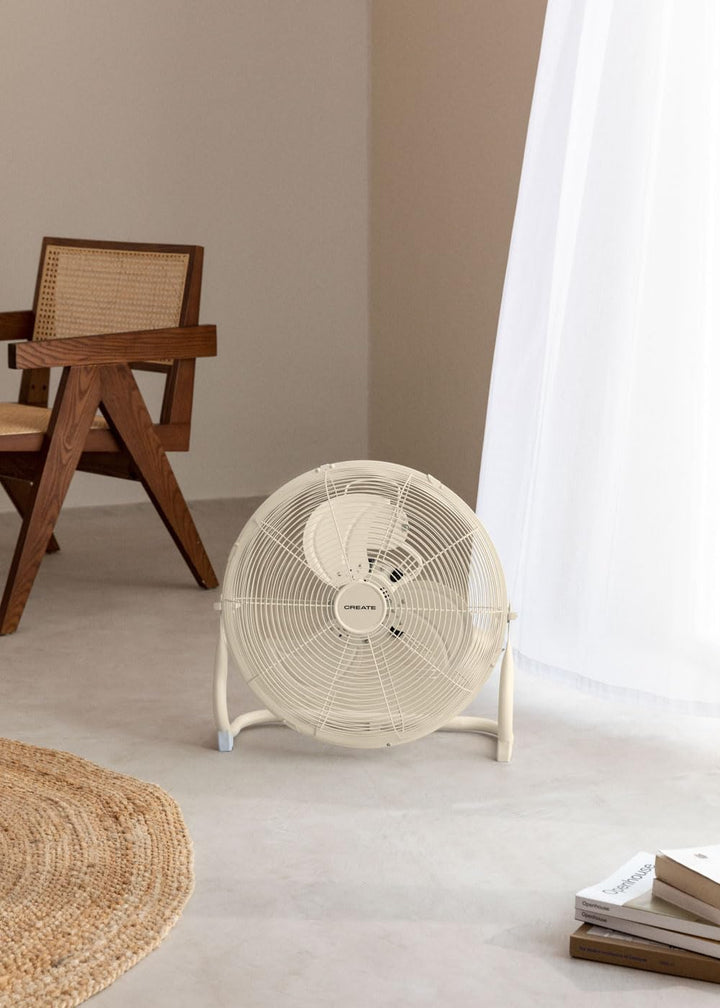 CREATE / AIR FLOOR RETRO/Industrieller Bodenventilator/Cremeweisser Ventilator, 16 Zoll, starker Luf