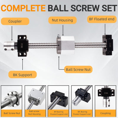 CNCYEAH SFU1204 Kugelumlaufspindel 550mm Gewindespindel Edelstahl Linearführung mit Bearbeitetem End
