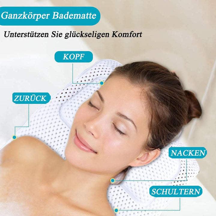 Ganzkörper Badewannenmatte mit Kissen, Ganzkörper Badematte Kissenmatte, 3D Air Mesh Schichten, für