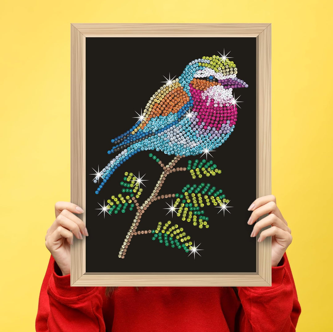 Kitfix - Sequin Art Gabelkacke mit Holzrahmen - 27 x 36cm - Sequin Art Blue Premium - Paillettenbild