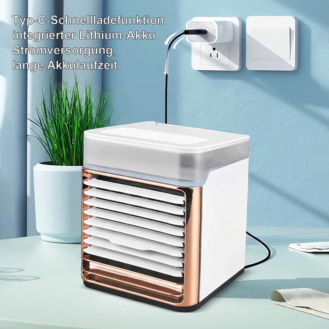 HoldOneLight USB Tragbarer Tischventilator mit Sprühkühlung, Desktop Klimaanlage für Zuhause, Wohnhe
