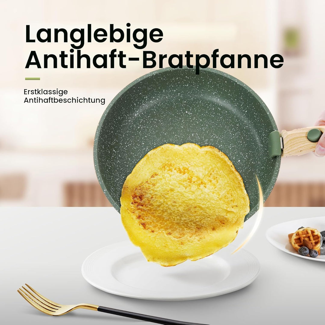 Kitchen Academy Pfannenset mit abnehmbaren Griffen, Töpfe und Pfannen Set mit Deckel, Induktions Töp