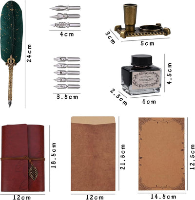Cieex Schreibfeder Kalligraphie Feder, Handgemachte Dip Pen, Vintage Federkiel Dip Quill Pen Writing