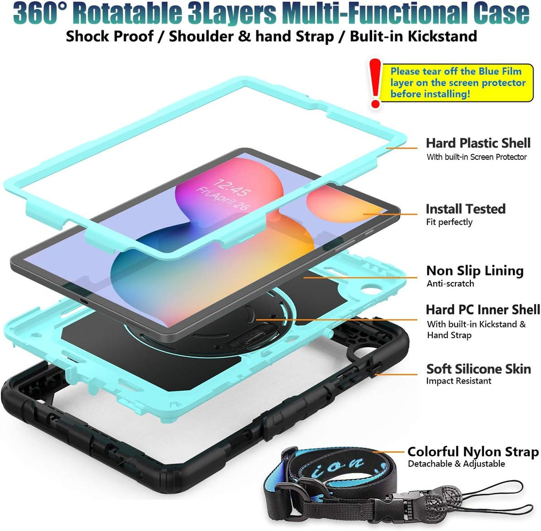 SEYMAC stock Hülle für Samsung Galaxy Tab S6 Lite 10,4 Zoll 2022/2020, Stossfest Schutzhülle mit Bil