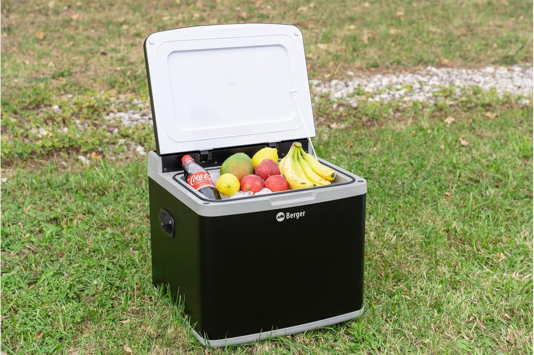 BERGER Kompressor Kühlbox 42 Liter mit 230V & 12V | Hybrid Kühlbox Auto elektrisch | Perfekt für Cam