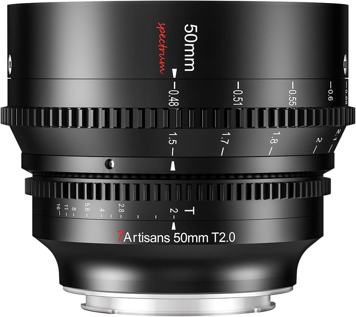 7artisans 50mm T2.0 Grosse Blende Vollformat Cine Objektiv Kompatibel für Canon RF-Mount, Manueller