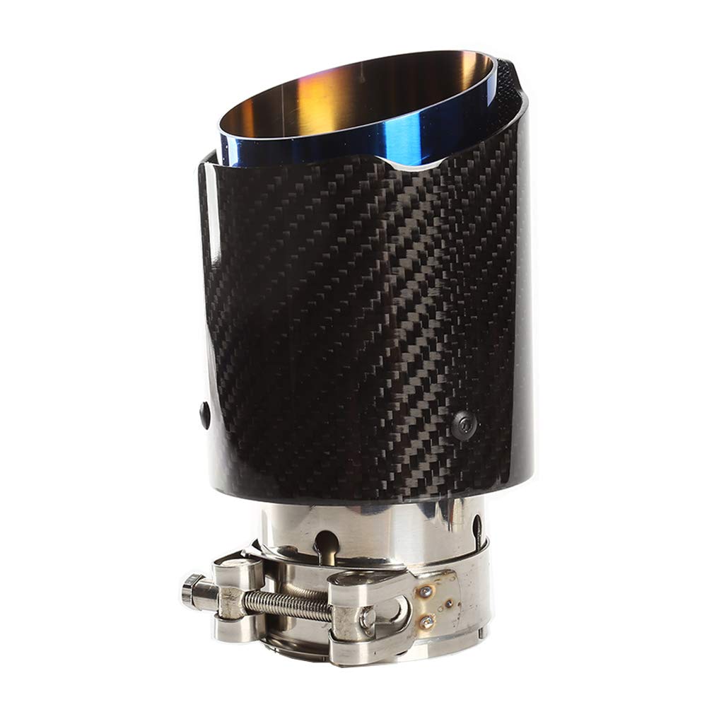 54mm Auspuffspitzen Auspuff Edelstahl und Glänzende Kohlefaser Auto Auspuff Endrohr, Einlass 2,1" Au