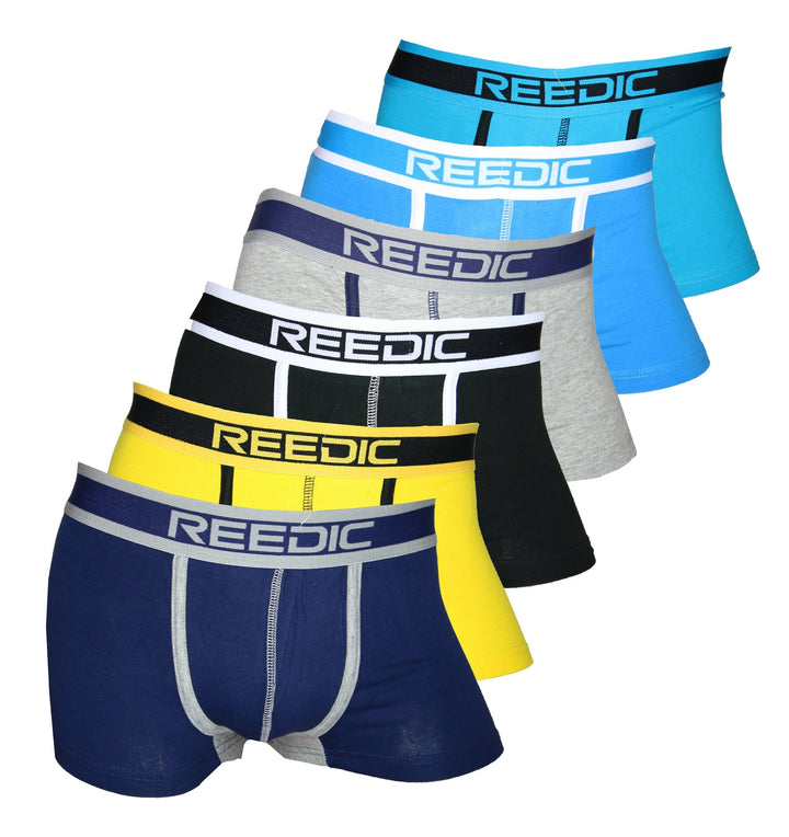 Herren Boxershorts Baumwolle 6er Pack, XXL Je 1x Dunkelblau, Gelb, Schwarz, Grau, Blau, Türkis