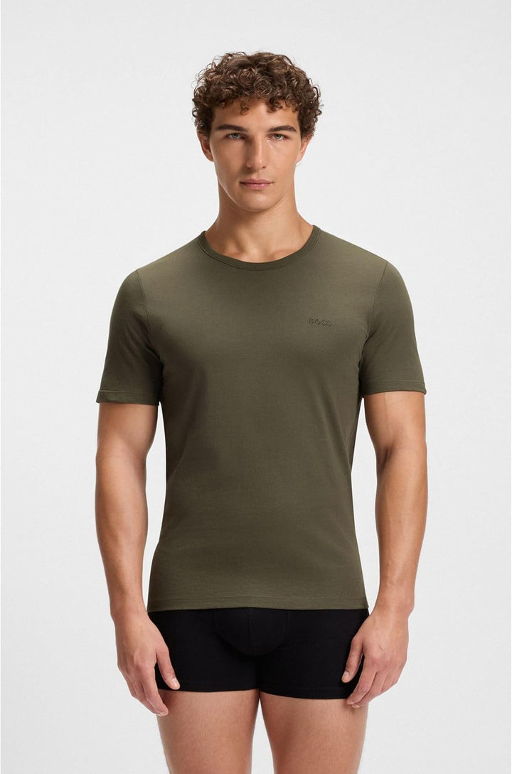 BOSS Herren TShirtRN 3P Classic Dreier-Pack T-Shirts aus Baumwoll-Jersey mit Logo M Grün399, M Gr&#x