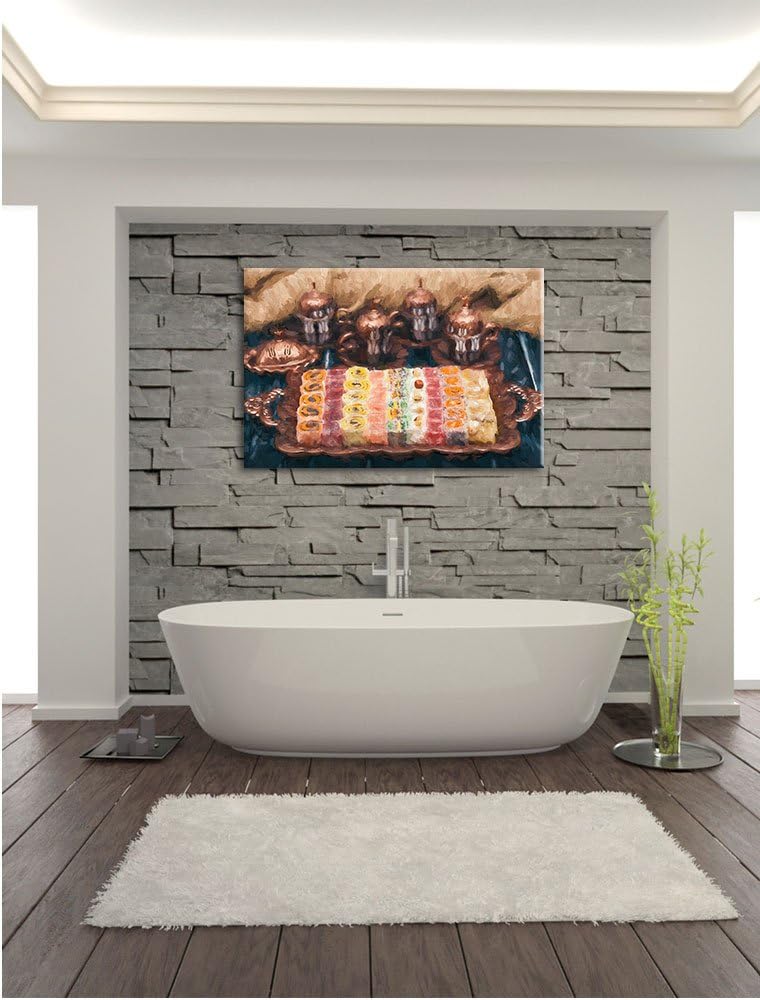 Pixxprint türkische Desserts / 100x70cm Leinwandbild bespannt auf Holzrahmen/Wandbild Kunstdruck Dek