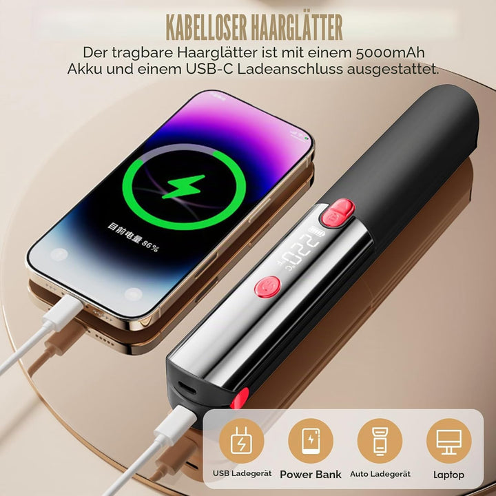 Mini Glätteisen, Air Haarglätter, Ionen Air Glätteisen, Tragbarer Reise-Haarglätter, LCD-Display, 16