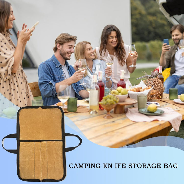 Tasche für Kochmesser – Outdoor-Besteck-Aufbewahrungstasche, tragbare gewachste Canvas-Messertasche,