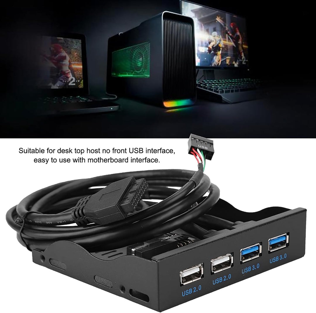 ASHATA USB 3.0 Frontpanel Adapter - Hochgeschwindigkeits-Multifunktions-Hub Mit 4 Ports (USB 3.0 + 2
