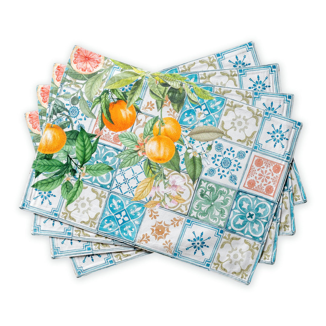 Maison d' Hermine Agrume 100% Baumwolle Set mit 4 Tischsets für den Esstisch | Küche | Hochzeit | Al