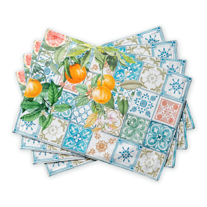 Maison d' Hermine Agrume 100% Baumwolle Set mit 4 Tischsets für den Esstisch | Küche | Hochzeit | Al