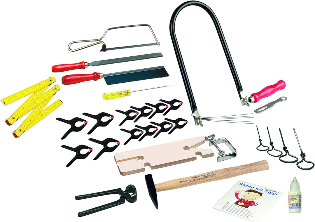 Pebaro 650 Laubsäge-Set in Kunststoffbox, 35 Teile, praktischer Koffer, ausklappbare Fächer, komplet