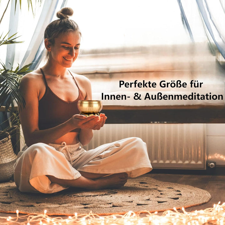 Tibetisches Klangschalen-Set – 100% handgehämmert in Nepal Klangschale für Meditation, Yoga, Chakra,