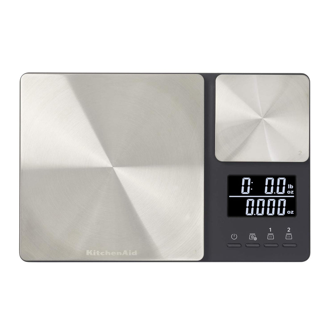 KitchenAid digitale Lebensmittel-Waage mit zwei Plattformen, wiegt zwischen 5000g und 500g Schwarz E