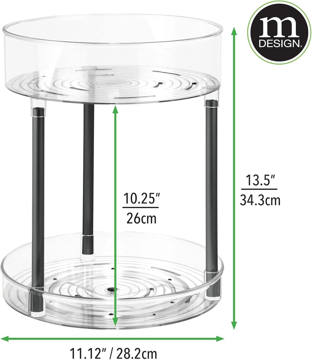 mDesign Kosmetik Organizer – zweistöckige Make-up Ablage mit Drehtellern – Baderegal stehend aus Kun